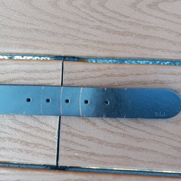 Lauren Ralph Lauren Black Leather Belt Silvertone Buckle - Picture 11 of 16